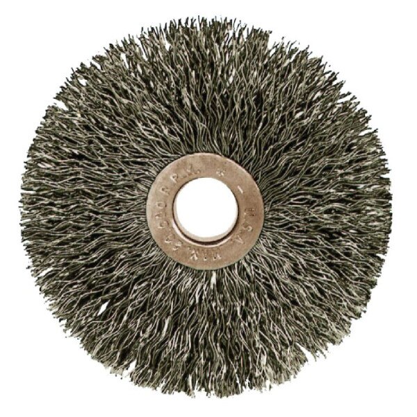 Weiler Copper Center Crimped Wire Wheel, 3in. Dia, 0.625in., 1/2in. Bore