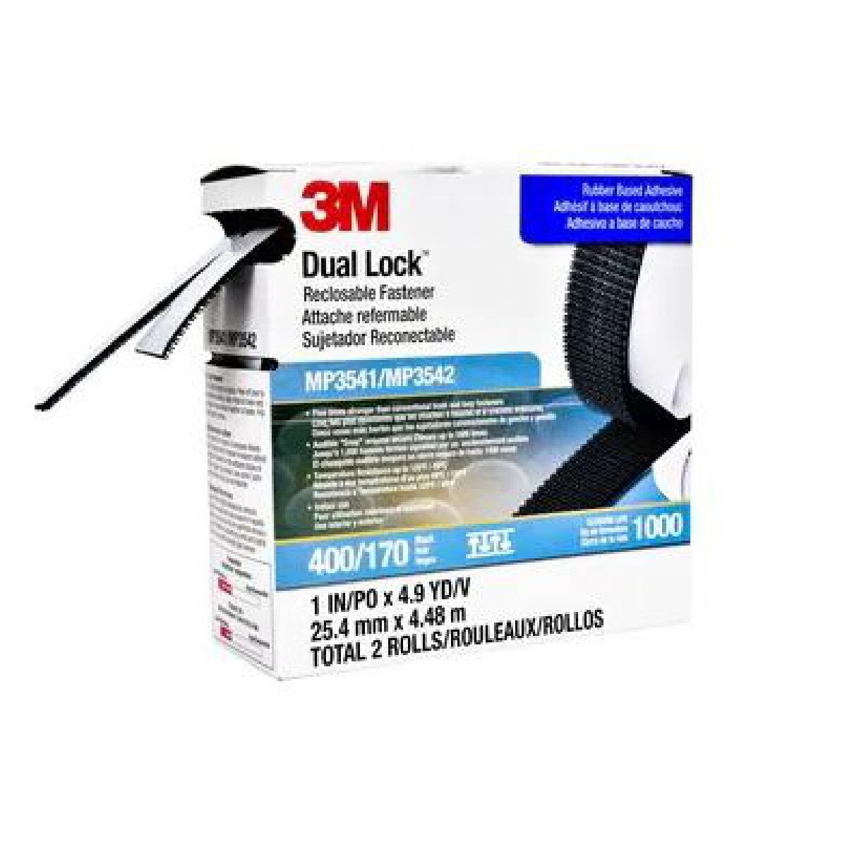 3M Black Dual Lock Reclosable Fastener, MP3541/MP3542 Series.