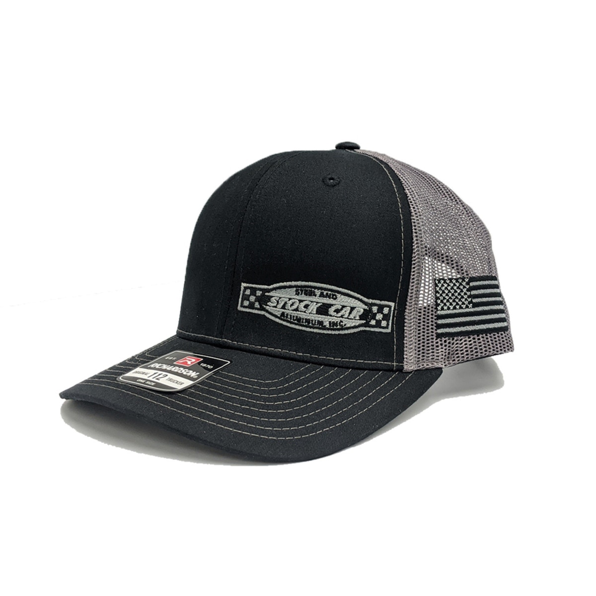 Hat Stock Car Steel Logo Richardson 112 Charcoal Black Tonal