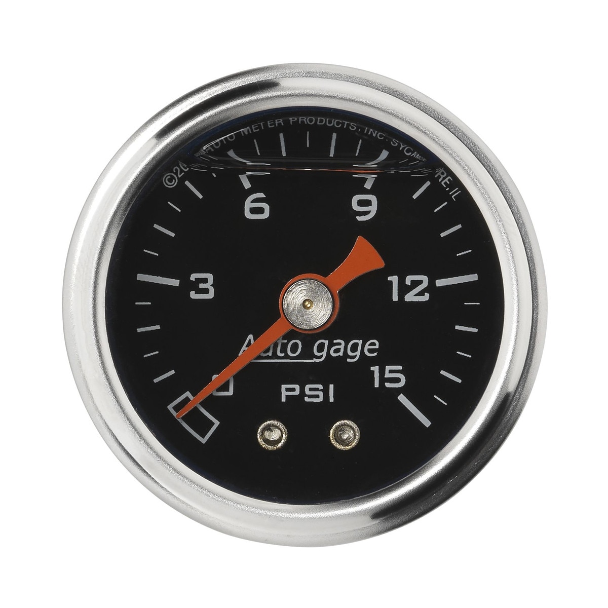 Autometer Gauge Pressure Autogage 0-15 PSI 2.5in Mechanical Liquid Black Chrome Bezel