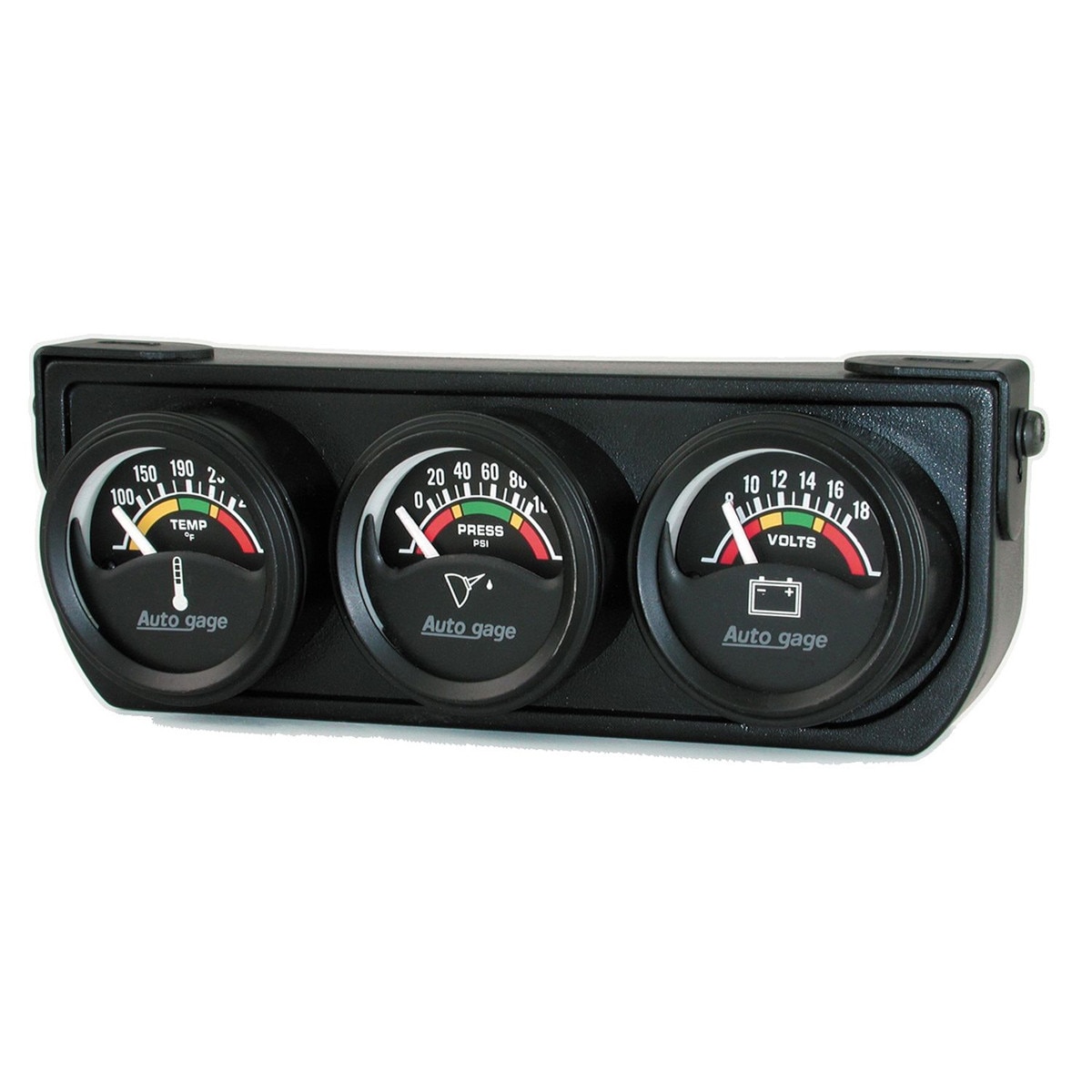 Autometer Panel Autogage 3-Gauge 1-1/2in OP-V-WT Black Panel Black Face Black Bezel