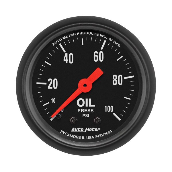 Autometer Gauge Oil Pressure Z-Series 0-100 PSI 2-1/16in Mechanical Black Face Black Bezel