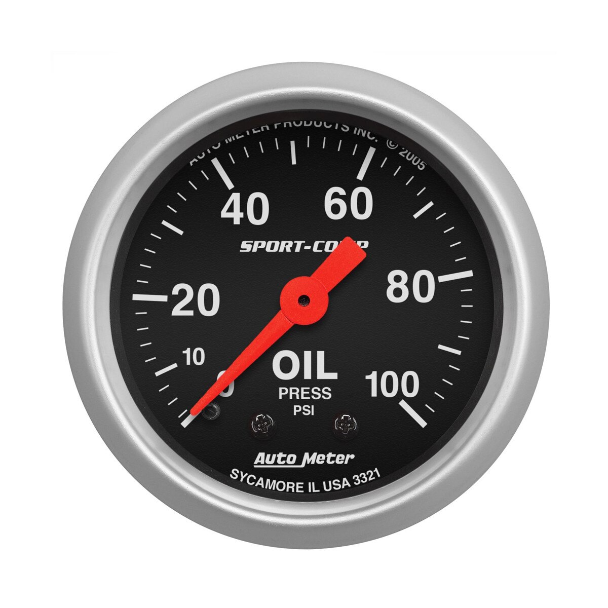 Autometer Gauge Oil Pressure Sport-Comp 0-100 PSI 2-1/16in Mechanical Black Face Silver Bezel