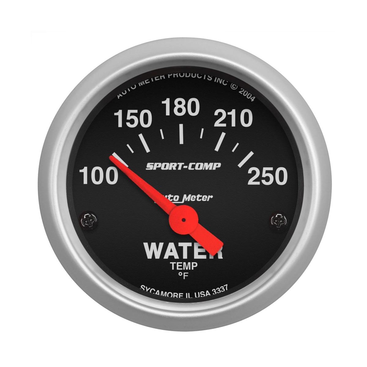 Autometer Gauge Water Temp Sport-Comp 100-250Â°F 2-1/16in Electric Black Face Silver Bezel