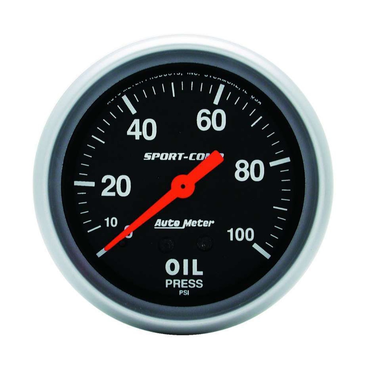 Autometer Gauge Oil Pressure Sport-Comp 0-100 PSI 2-5/8in Mechanical Black Face Silver Bezel