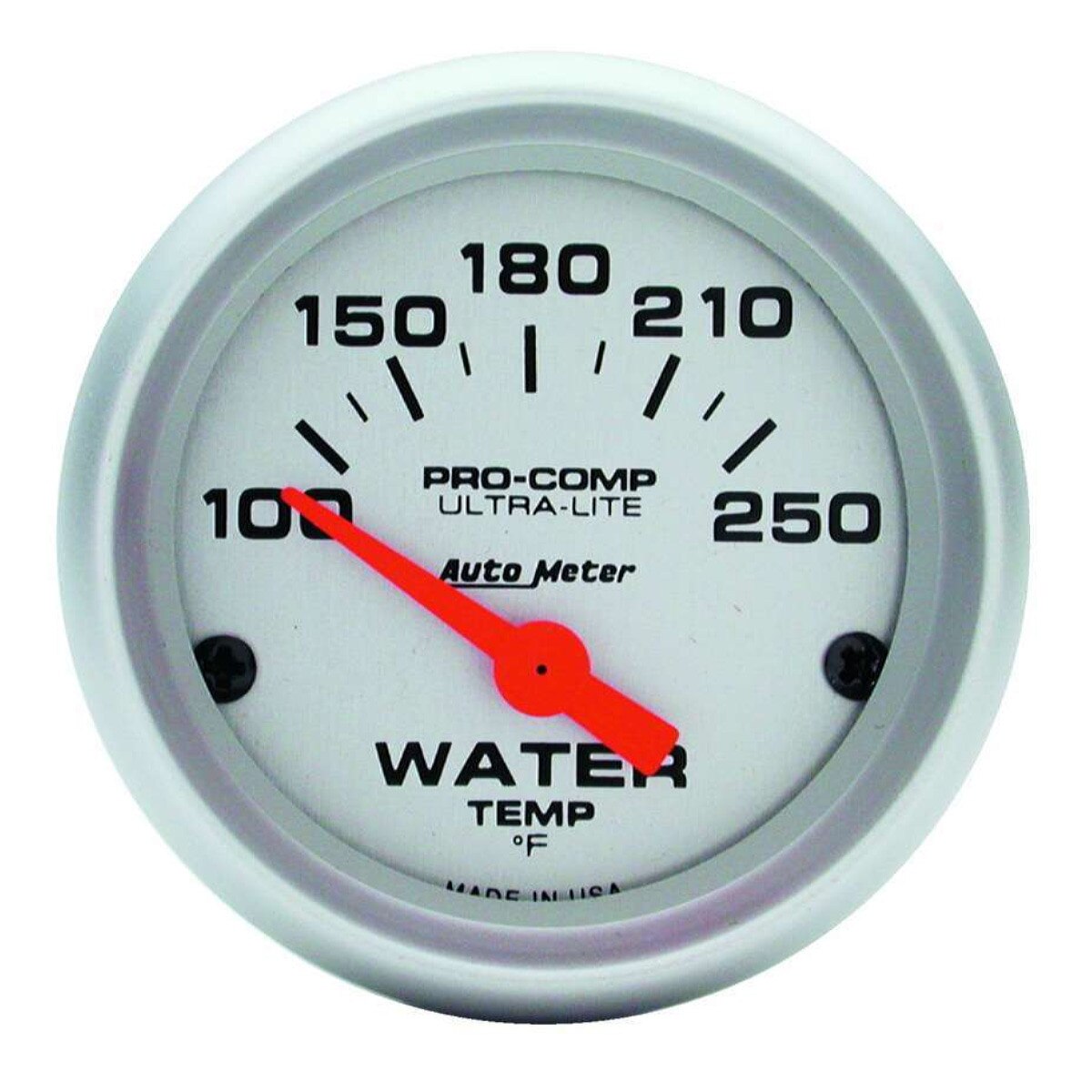 Autometer Gauge Water Temp Ultra-Lite 100-250°F 2-1/16in Electric Silver Face Silver Bezel