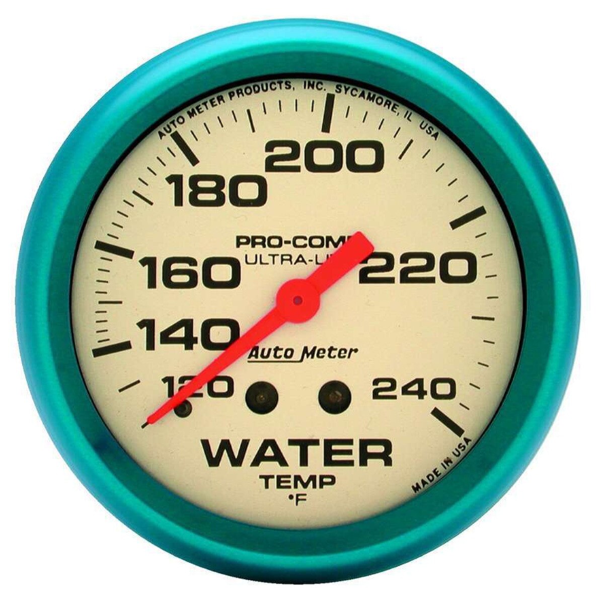 Autometer Water Temp Ultra-Nite 120-240°F 2-5/8in Mechanical White Face Blue Bezel