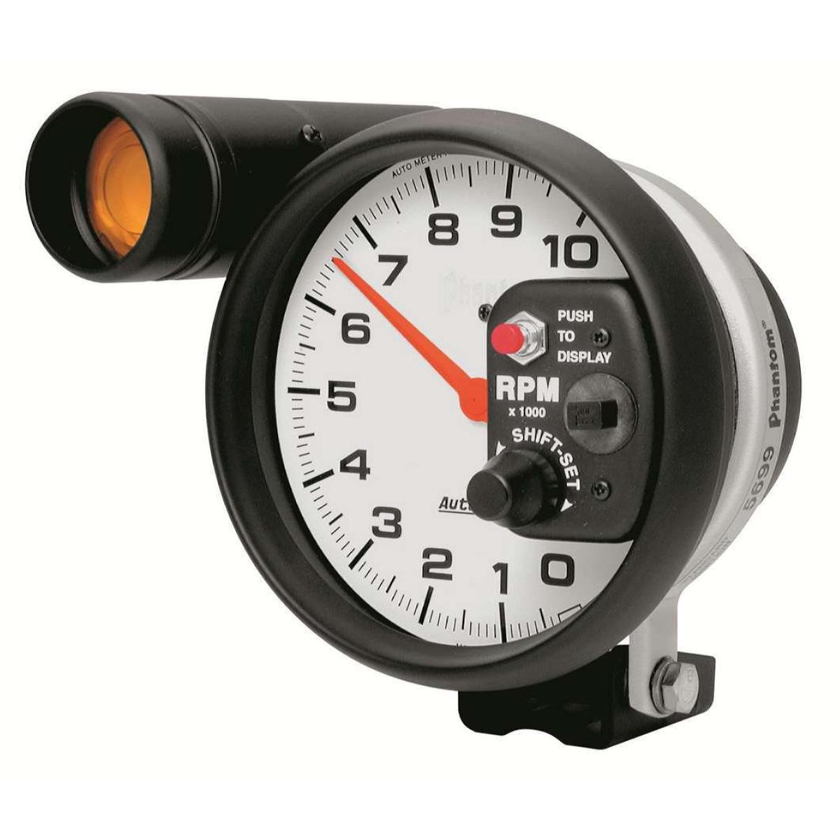 Autometer Gauge, Tachometer, Phantom, 010,000 RPM, Analog, 5" Diameter