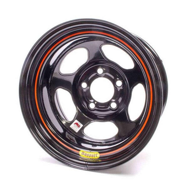 Bassett Wheel Non-Beadlock 15x8 3.000in Backspace 5x5.00 Bolt Pattern Steel Black Five-Spoke Inertia IMCA Legal