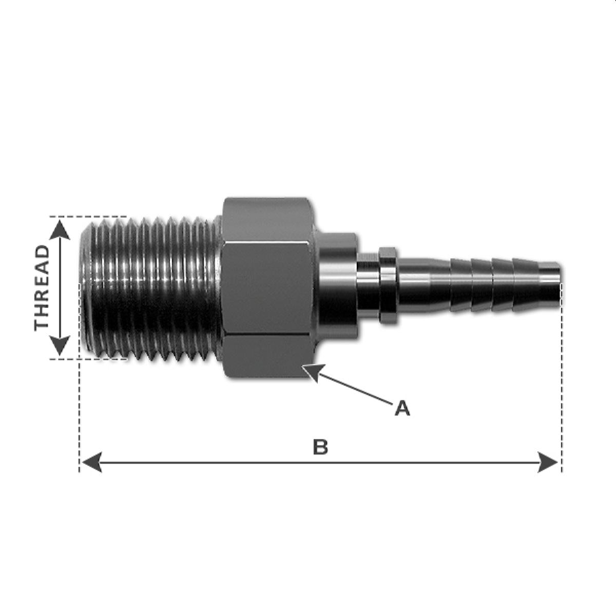 Brown & Miller Hose End, Smooth Bore Crimped Series, Straight, 4 AN