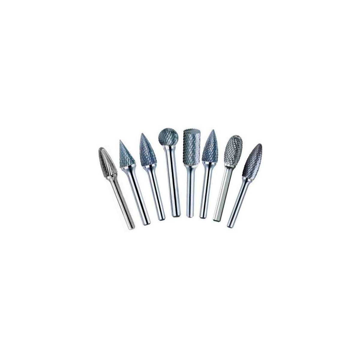 Drill America Solid Carbide Bur Set, 8 Piece Set (SA1, SC1, SD1, SE1, SF1, SG1, SM2, & SN1 Burs Included)