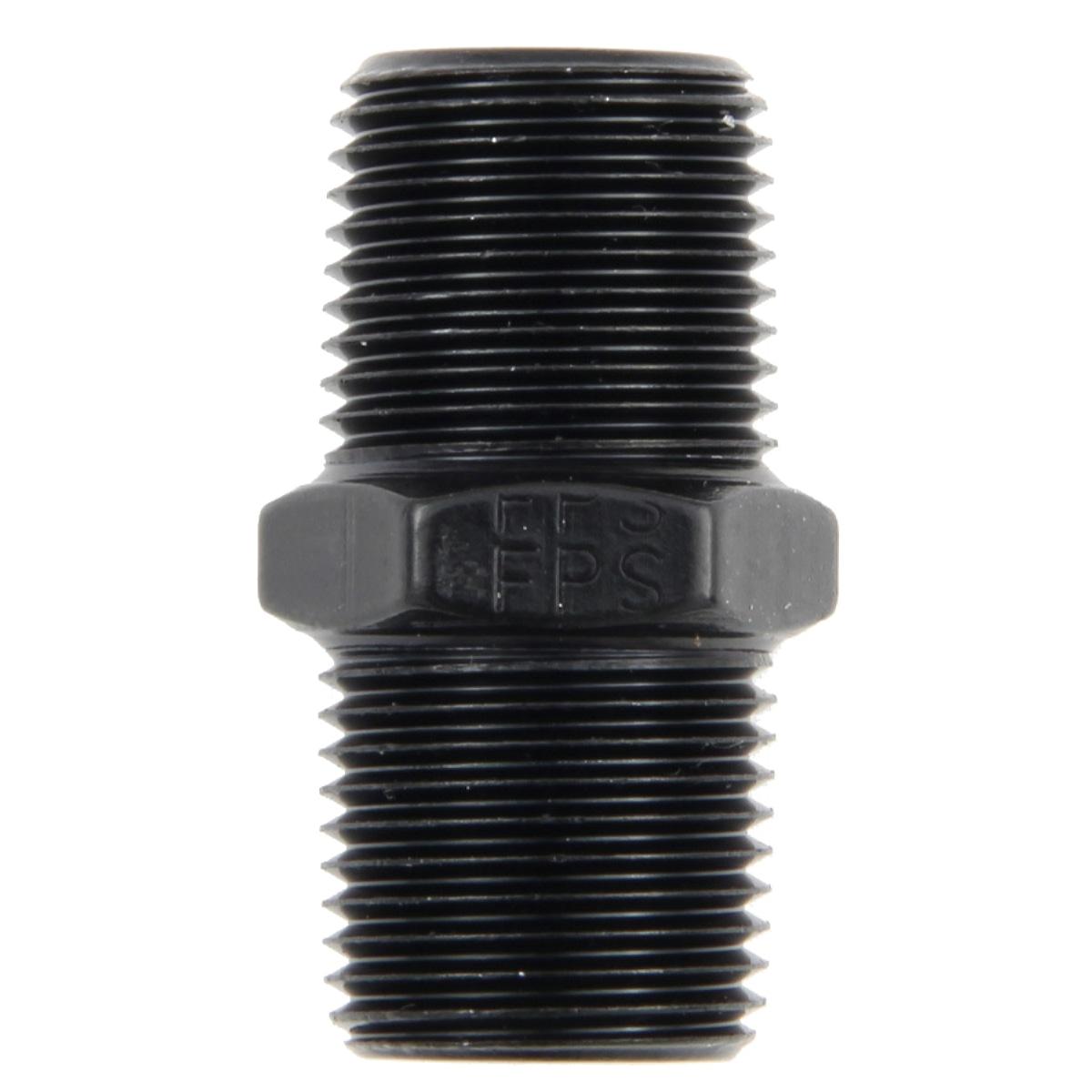 Fragola Male Pipe Nipple, 3/8" NPT Female, 3/8" NPT Female, Aluminum, Black