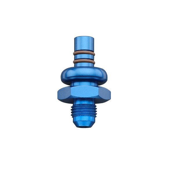 Fragola Fuel Injection Adapter, Straight, #6 AN Male, Ford EFI Return, 0.435 Shank, Aluminum, Blue