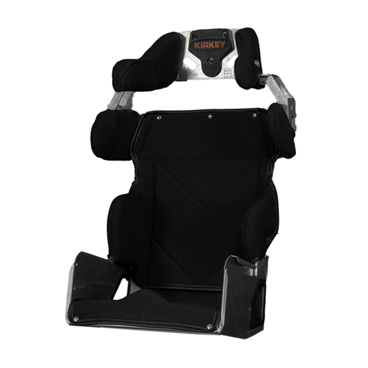 Kirkey 83 Series Seat, Circle Track Containment, 14in Wide, 10Â° Layback, Aluminum, Natural, Black Cover
