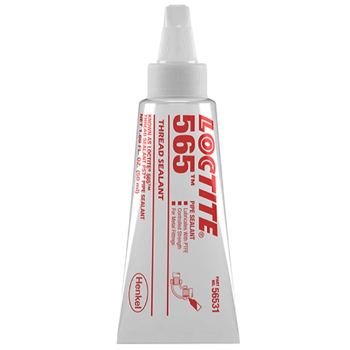 Loctite Thread Sealant, Loctite 565 Series, Low Strength, 50 ml. Tube, White