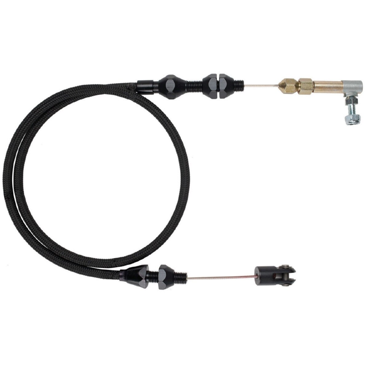 Lokar Throttle Cable Kit, Hi-Tech, 2 ft Long, Braided Stainless, Black, Universal (Hardware Included)