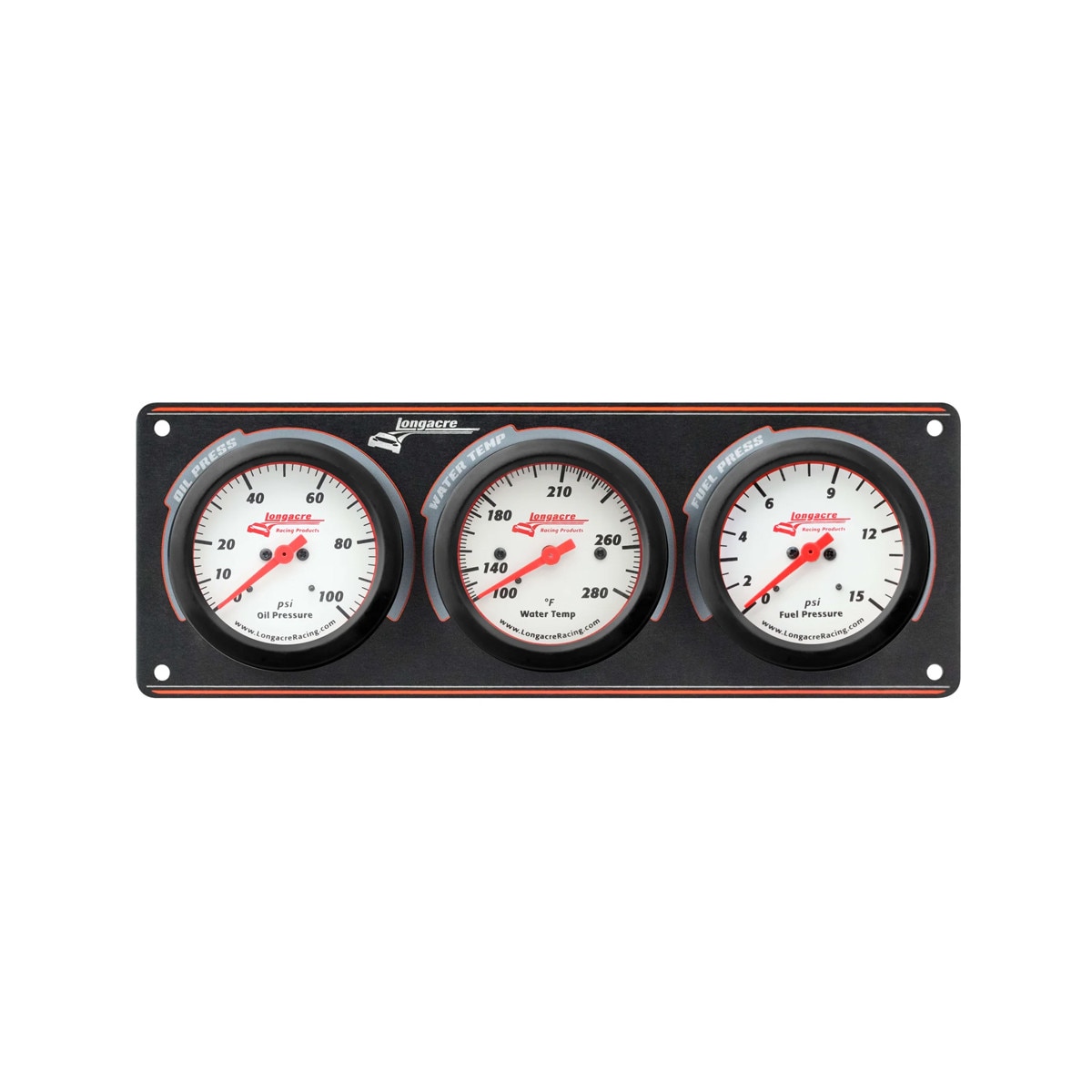 Longacre Gauge Panel Assembly Kit, Sportsman Elite, Analog, White Face (FP - OP - WT)