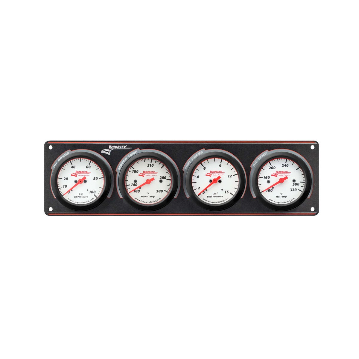 Longacre Gauge Panel Assembly Kit, Sportsman Elite, Analog, White Face (FP - OP - OT - WT)