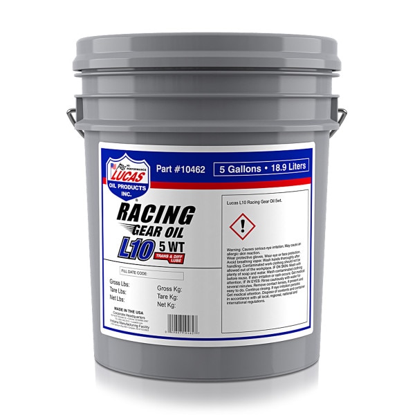 Lucas Gear Oil, Racing, L10, Synthetic, 5W, 5 Gallon