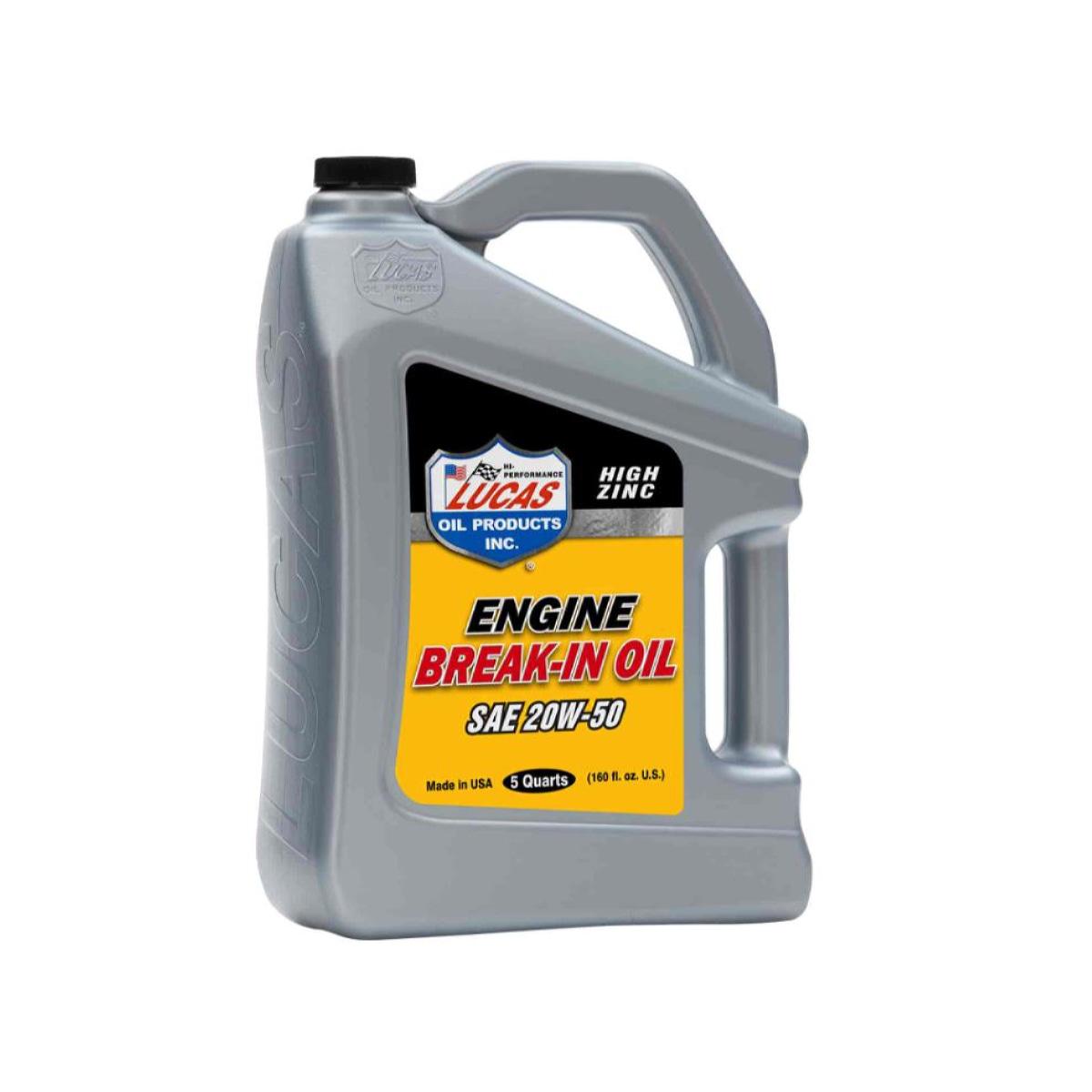 Lucas Oil Motor Oil, BreakIn, 20W50, 5 Quart