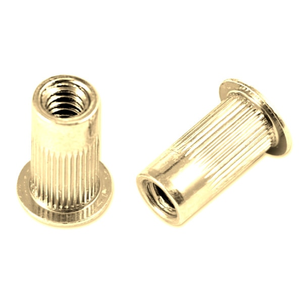 Floating Rivnut Rivnut Insert, MLR Series, Ribbed, Steel, Large Flange, Standard Thread
