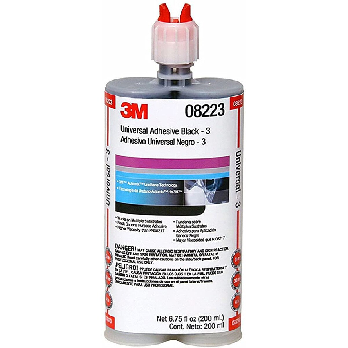 3M Universal Adhesive, Black, 3 Minute Work Time, 200 ml Cartridge