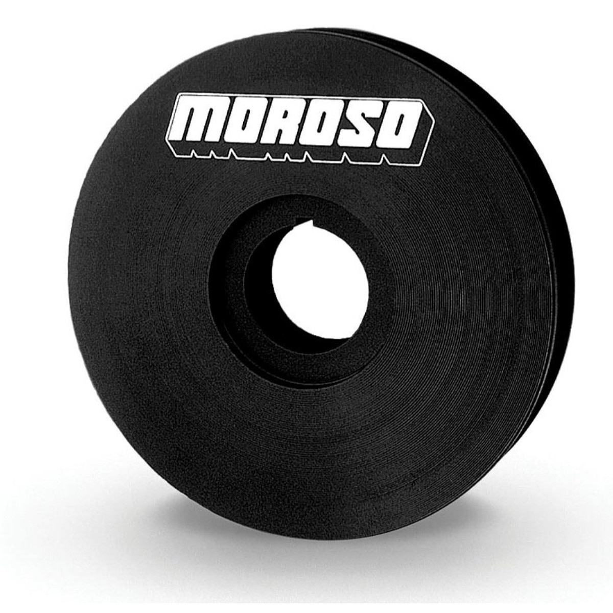 Moroso Crankshaft Pulley, V-Belt, 1-Groove, 4in Diameter, Aluminum Black, 1in Mandrel with 1/8in Keyway