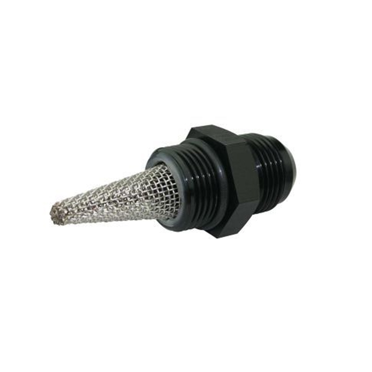 Moroso Filter Fitting, Straight, #12 AN Male, #12 Male Radius (1-1/16-12), Aluminum, Black