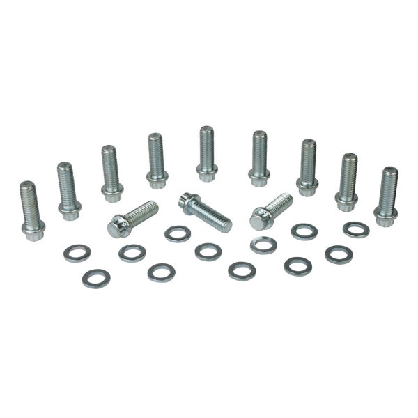 Moroso Intake Manifold Bolt Kit, 12-Point Head, Steel, Cadmium, Set of 12 (Small Block Chevy / Mopar)