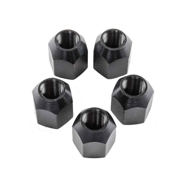 Moroso Lug Nut, 1/2-20 Thread, Single Sided, Open End, Steel, Black Oxide, Set of 5