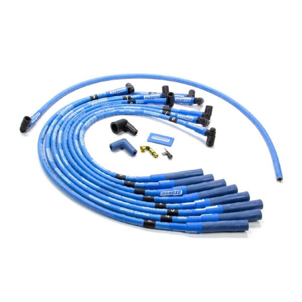 Moroso Spark Plug Wire Set, Blue Max Spiral Core, Straight Plug Boots, HEI Terminals, 8mm Blue, Big Block Chevy