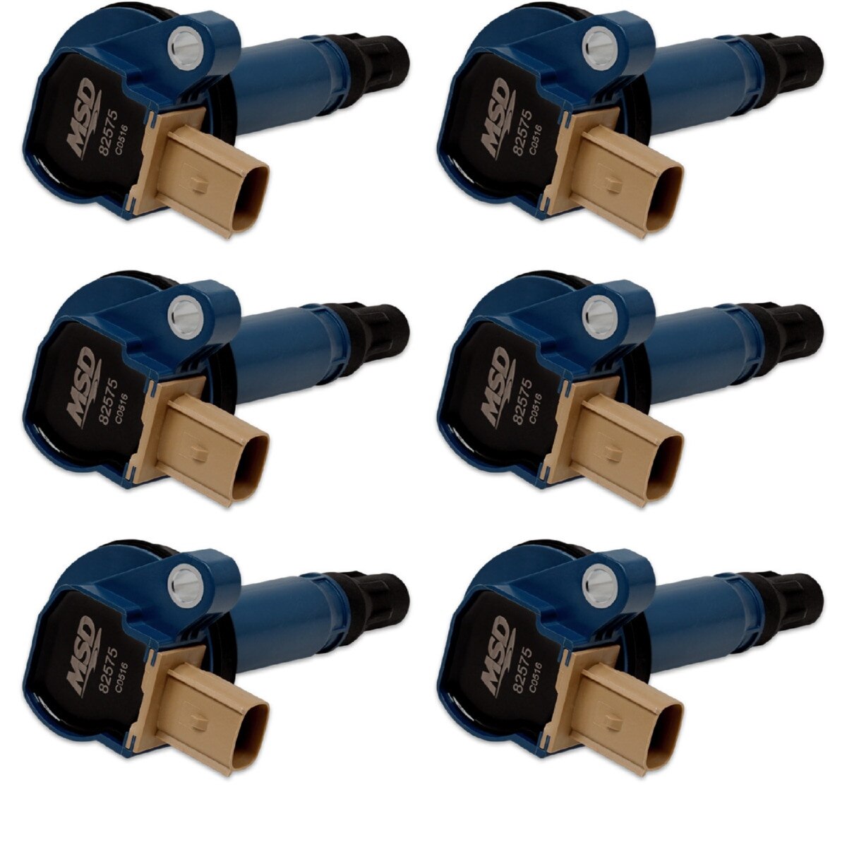 MSD Ignition Coil, OE Replacement, 2010-16 Ford EcoBoost 3.5L V6, 3-Pin Connector, Blue, Set of 6