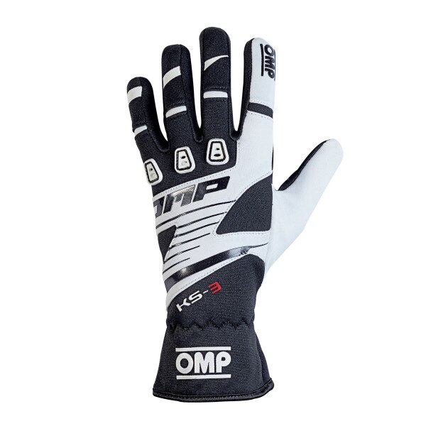 OMP Driving Gloves, KS-3 Karting Series (my2018), Black / White, Medium