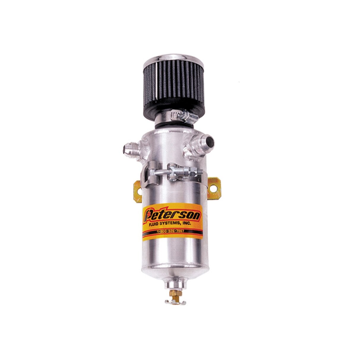 Peterson Breather Tank 3 Dia 10.5 Tall 12AN/8AN Inlets Petcock Drain Aluminum Natural