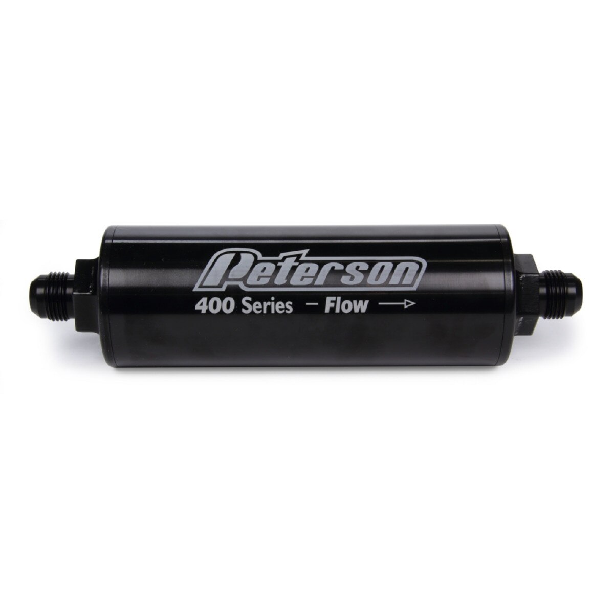 Peterson Oil Filter 400 Series Inline 75 Micron Stainless Aluminum Black 10AN No Bypass