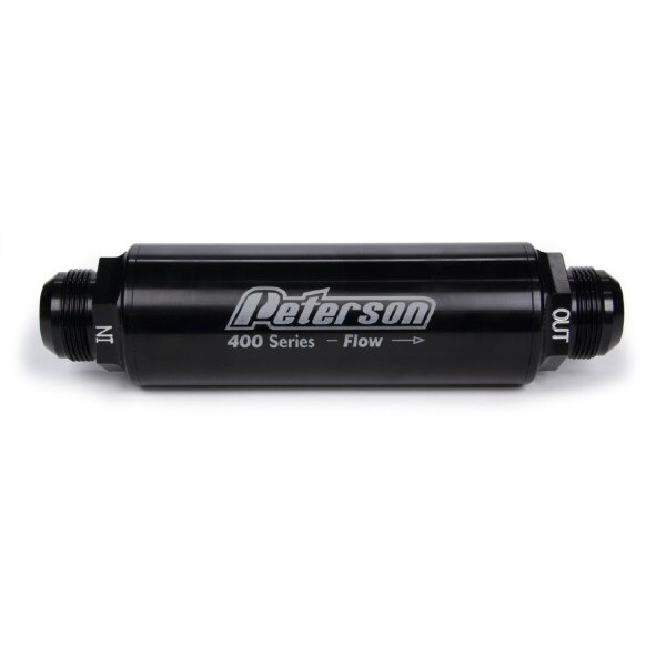 Peterson Oil Filter 400 Series Inline 100 Micron Stainless Aluminum Black 16AN w Bypass