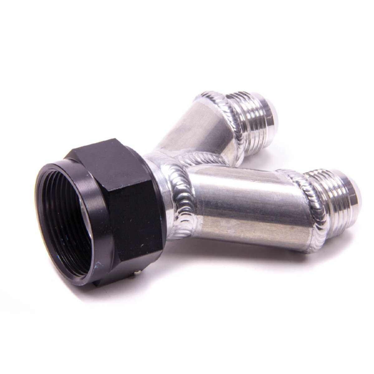 Peterson Fluid Systems Y-Block Fitting, Single 20 AN Female Inlet, Dual 12 AN Male Outlet, Aluminum
