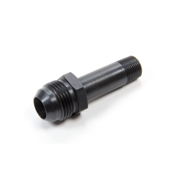 Peterson Fluid Systems Oil Inlet Fitting, Straight, 12 AN Male, 3/8 NPT, 3.100 Long, Steel, Black