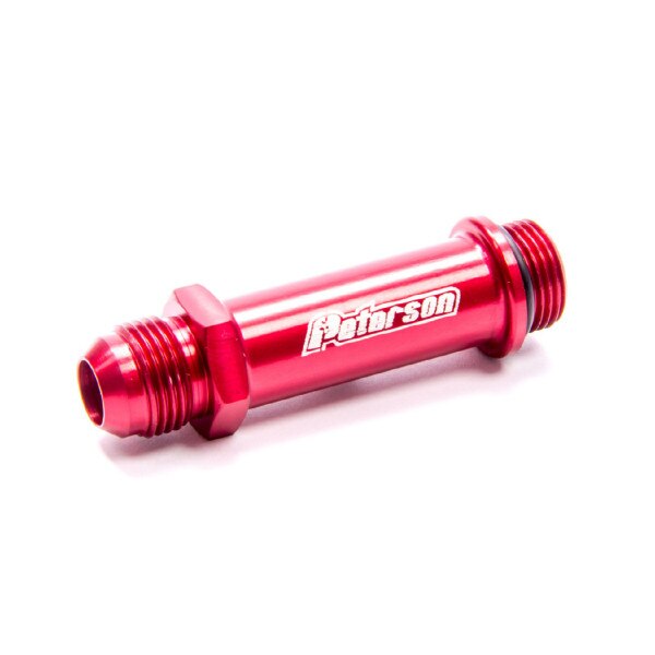 Peterson Fluid Systems Oil Inlet Fitting, Straight, 10 AN Male, 10 AN Male O-Ring, 3.750 Long, Aluminum, Red