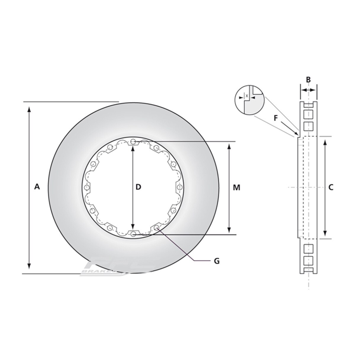 PFC Rotor Direct 8-Bolt 11.750 Dia 1.250 Thick 45mm Sweep Left Smooth Non-Bedded
