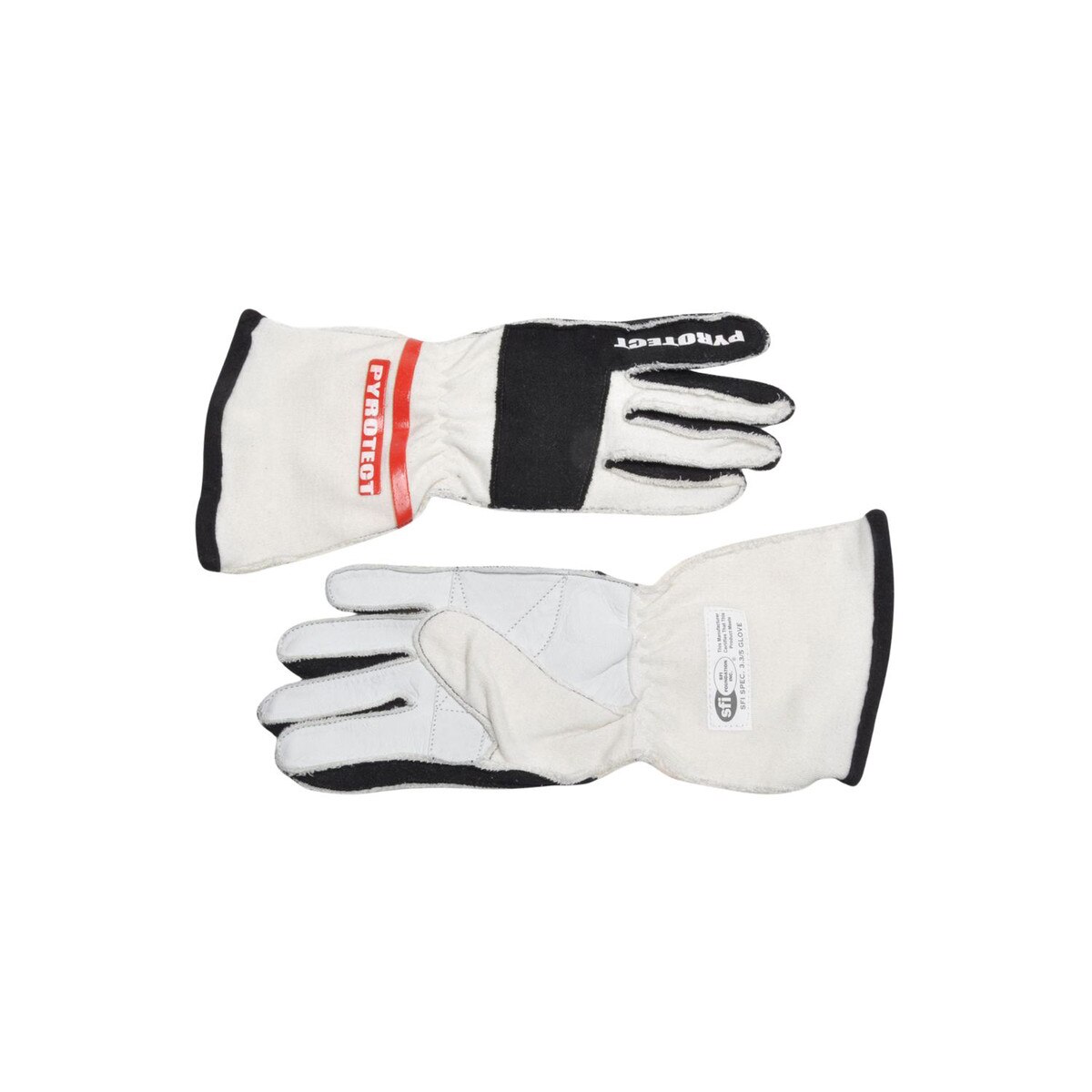 Pyrotect Driving Gloves, Pro Reverse Stitch 2 Layer, White/Black, X-Small, SFI 3.3/5