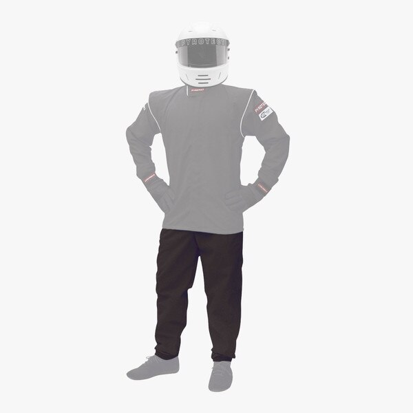 Pyrotect Driving Pants, Junior Deluxe, Single Layer, Black, Small, SFI 3.2A/1