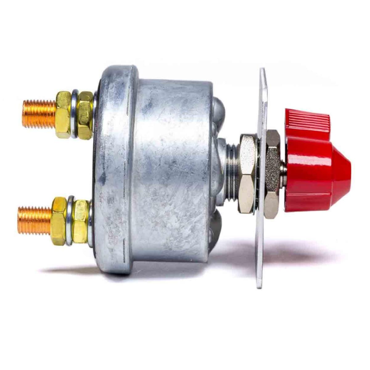 Quickcar Battery Disconnect, Rotary Switch, Panel Mount, 125 Amp, 12V, Black Background (w