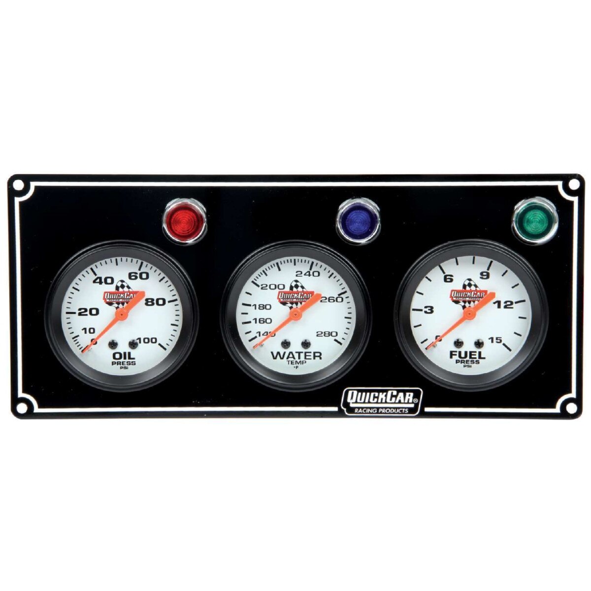 Quickcar Gauge Panel Assembly Kit, Silver Face, Warning Light (FP - OP - WT)