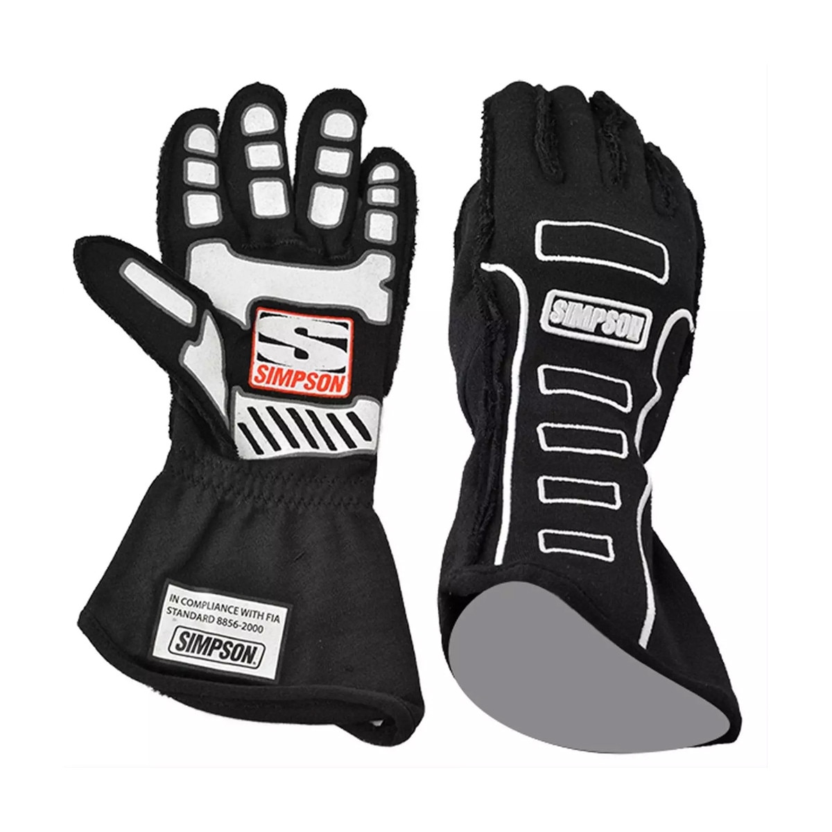 Simpson Driving Gloves, Competitor Series, Outside Seam, Black, Medium, SFI 3.3/5