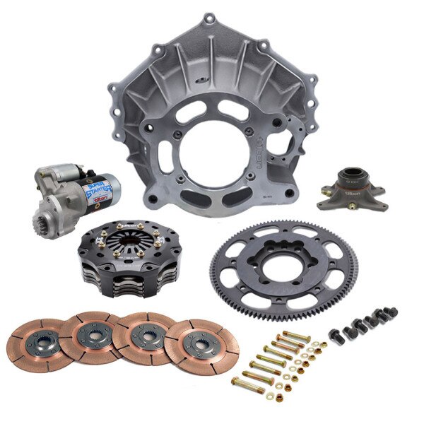 Tilton bellhousing kit 102 tooth 5.5in 4 disc metallic clutch 1-5/32 x 26 spline aluminum Chevy 2 piece seal /
