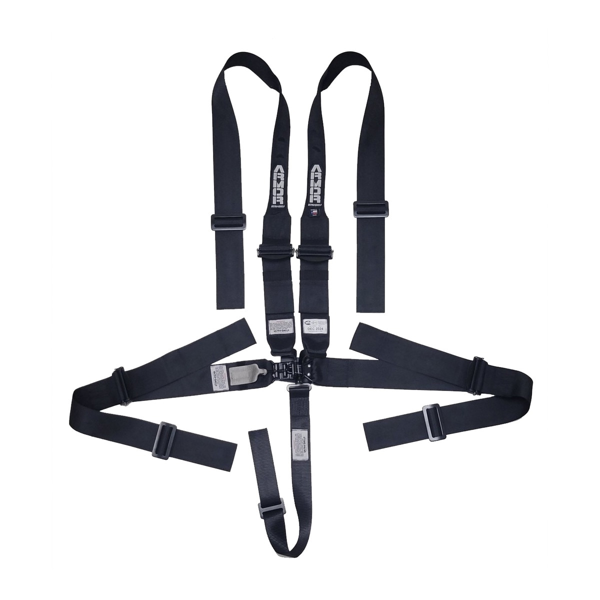 Ultrashield Seat Belt Harness, Armor Series, 5-Point, Latch & Link, 3 Lap, 3-2 Shoulders, Pull Up, Black, SFI 16.1