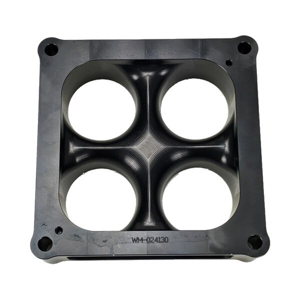 Wilson carb spacer 1.5in tapered 4-hole Dominator flange 2.000in bore aluminum black /