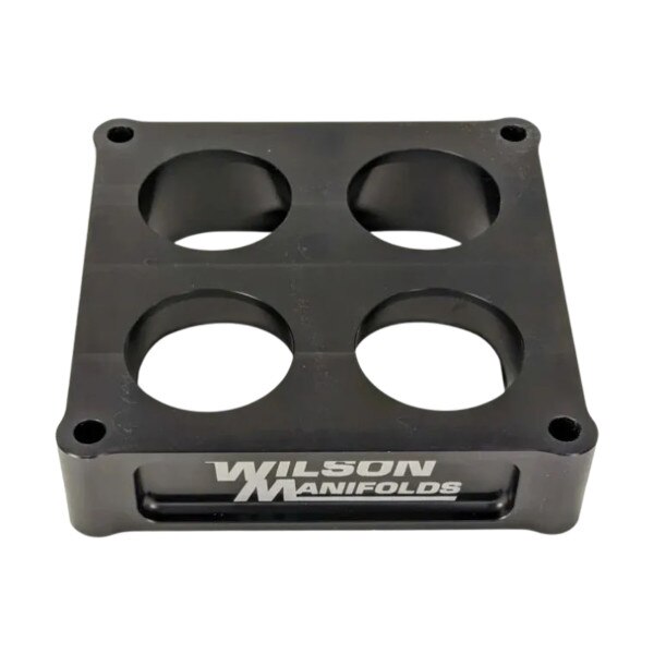 Wilson carb spacer 1.5in tapered 4-hole Dominator flange 2.000in bore aluminum black /