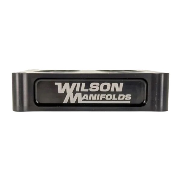 Wilson carb spacer 1.5in tapered 4-hole Dominator flange 2.000in bore aluminum black /